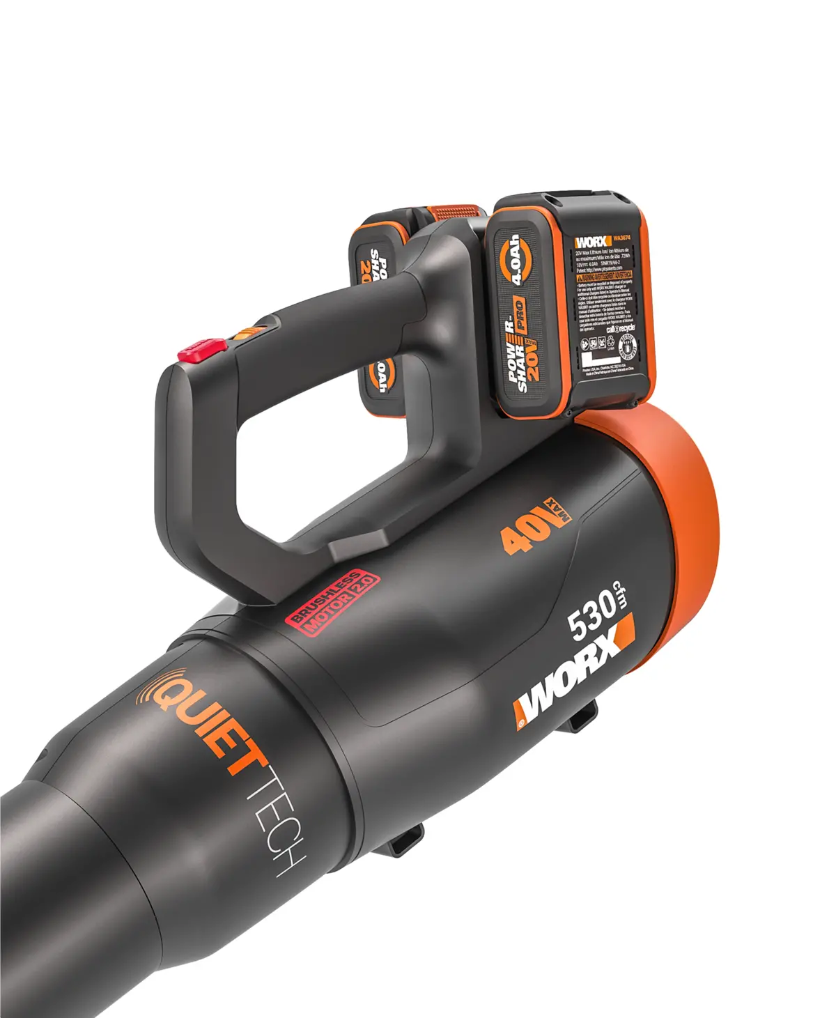40V 530 CFM 180 MPH brushless QuietTech leaf blower | Worx