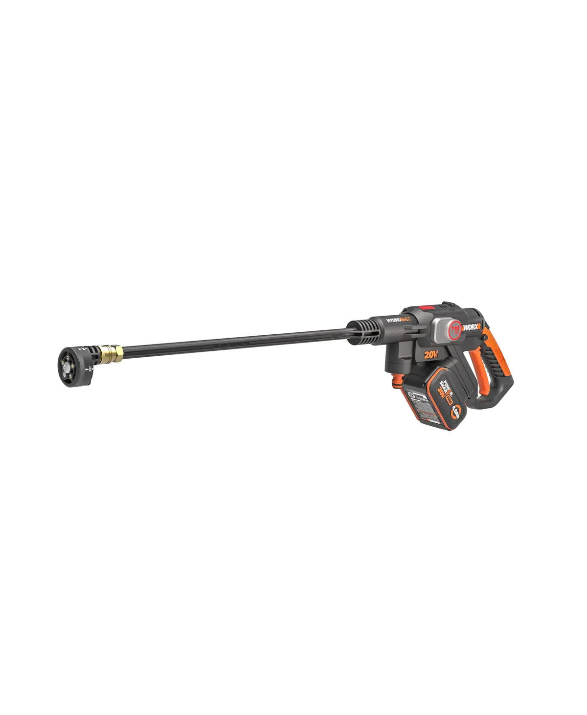 20V 배터리를 끼운 WORX WG633 무선 세차기