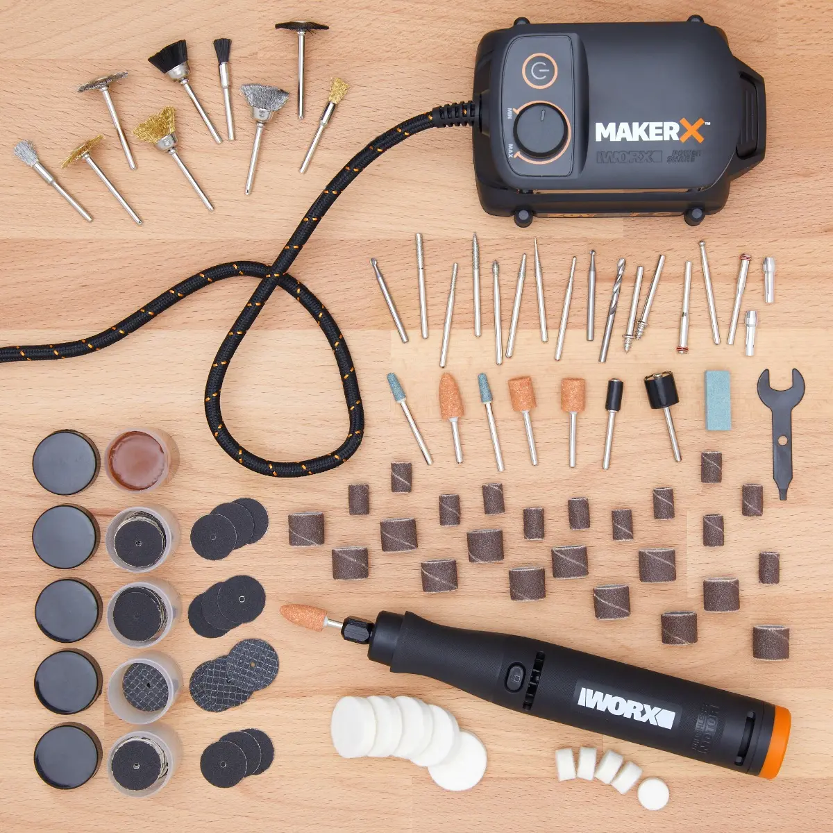 MAKERX Rotary Tool Accessory Kit (201 Pieces) | WORX