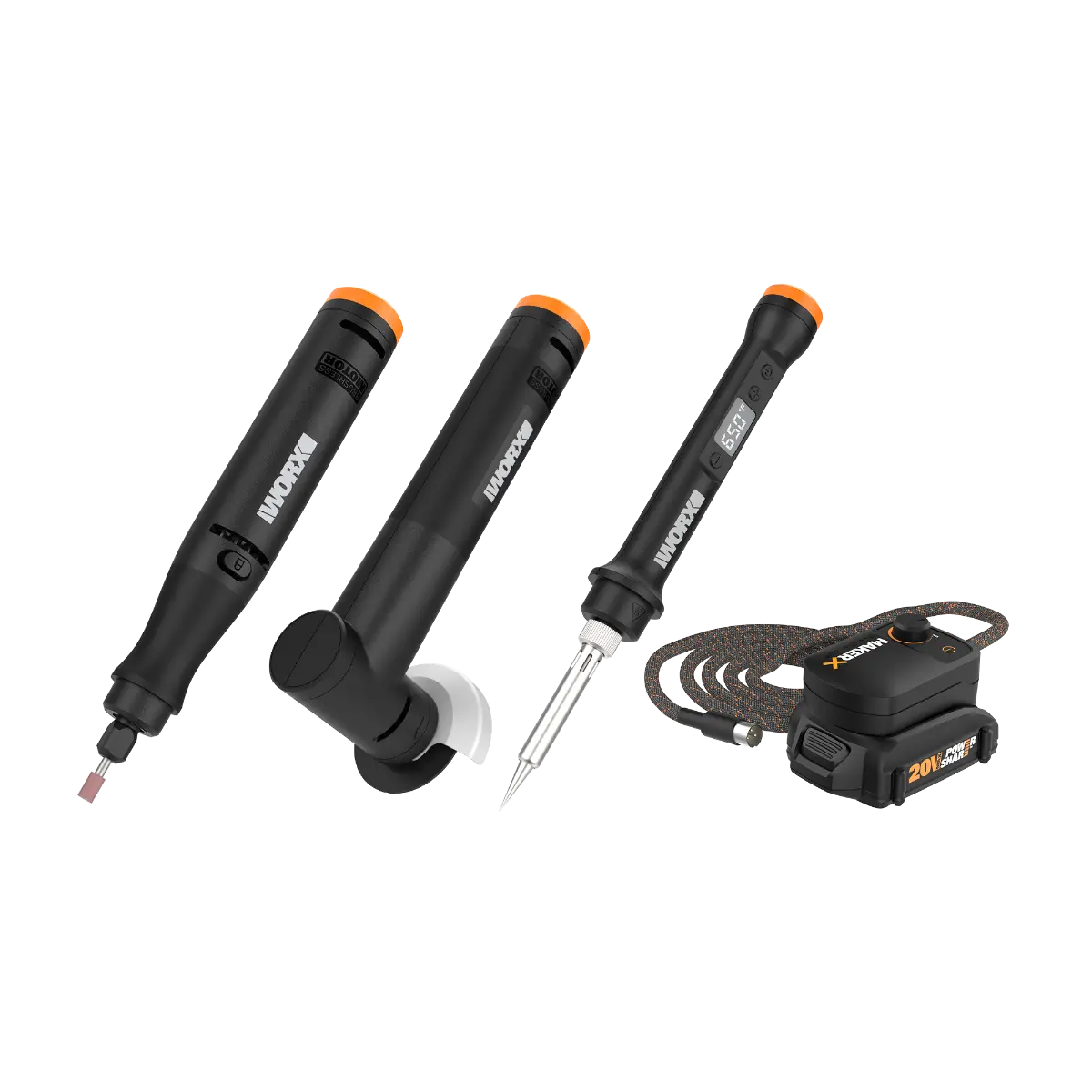20V MAKERX 3pc Combo Kit - Rotary Tool + Angle Grinder + Wood/Metal Crafting Tool