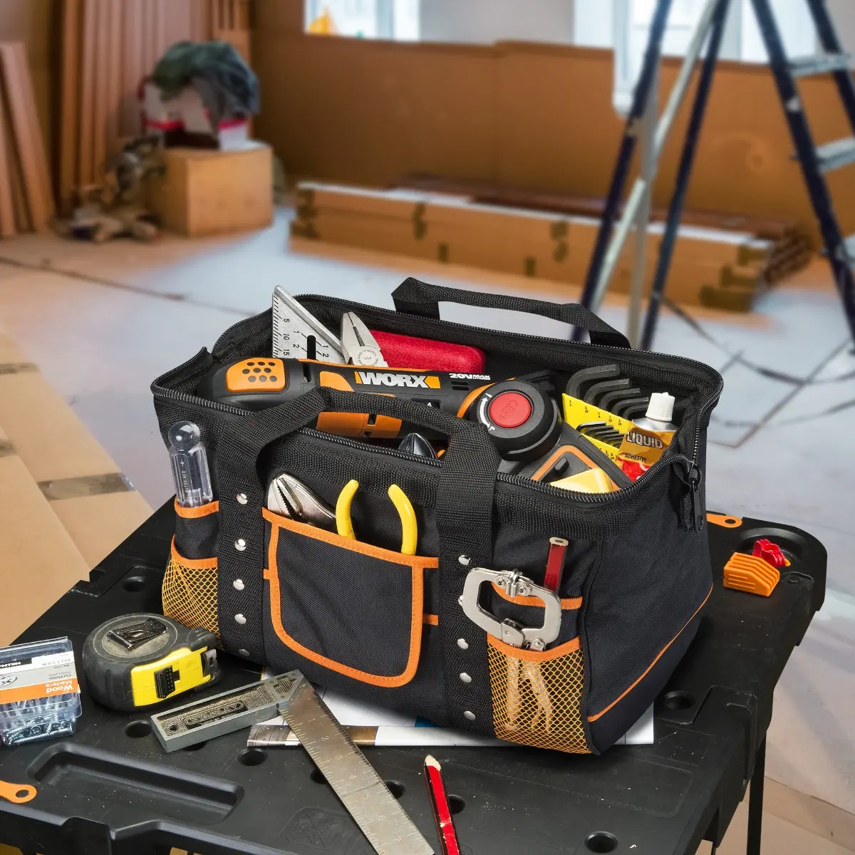 Zippered Tool Bag with Interior and Exterior Pockets | WORX