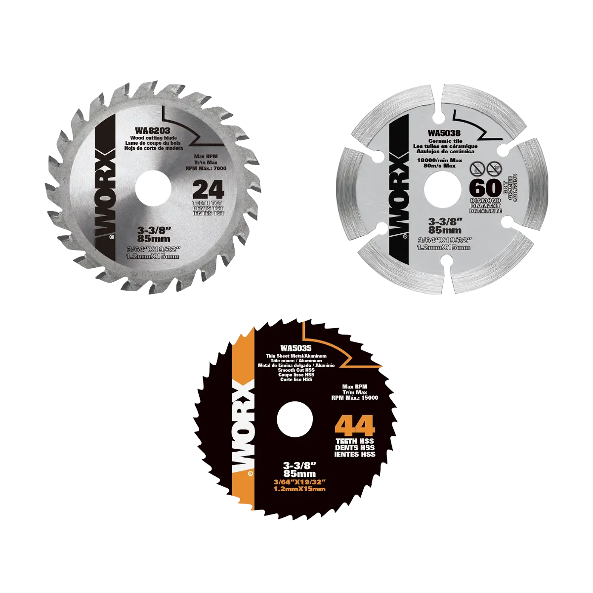VersaCut™ 3pc Variety cutting Blade Set VersaCut™ 3pc Variety cutting Blade Set