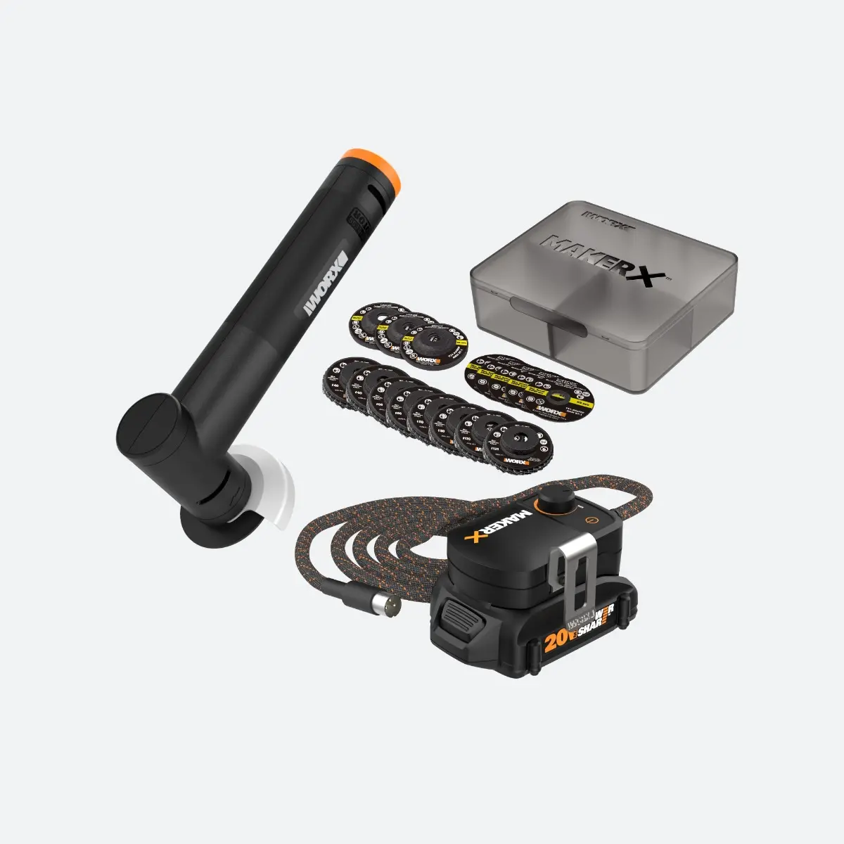20V MAKERX Angle Grinder Crafting Tool Kit | WORX