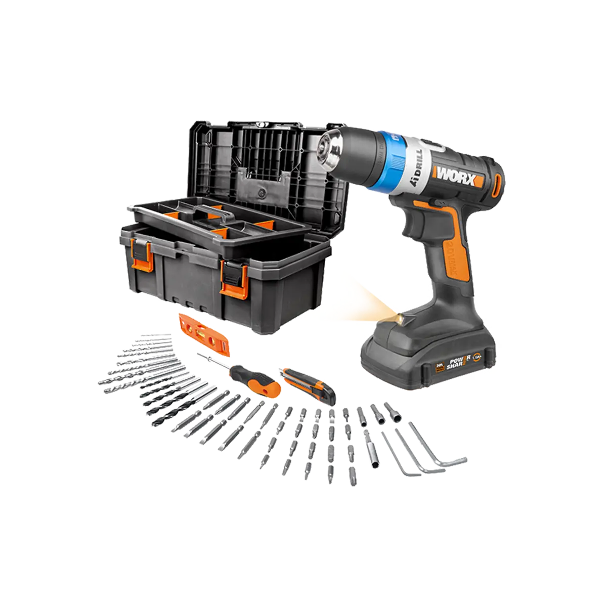 20V Ai Drill & Driver with Accessory Kit & Storage Box | WORX