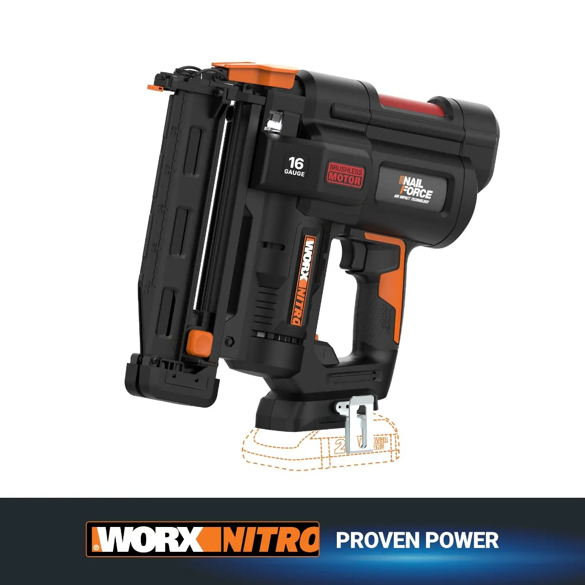 Nitro 20V 16GA Brushless Finish Nail Gun - Tool Only
