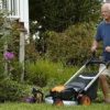 Man Mowing a Lawn