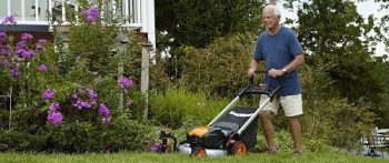 Man Mowing a Lawn