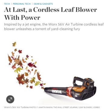 The Wall Street Journal reviews the WORX 56V TURBINE Blower