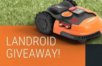 orange and black worx robotic mower - landroid giveway promo