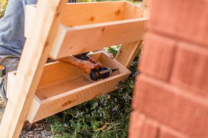 drilling wood box into wood side panels