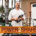 man holding jigsaw with the power 2 share orange banner