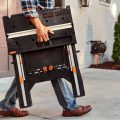 man holding and walking with worx pegasus