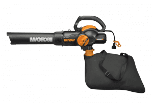 worx trivac blower and bag on white background