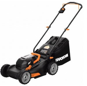 worx 40v lawn mower on white background