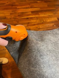 worx rotary cutter cutting through felt