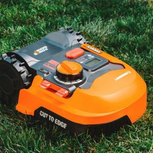 close up of Worx Landroid robotic lawn mower