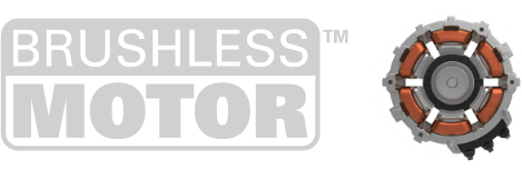 brushless motor logo gray brushless motor logo next to cut out of brushless motor