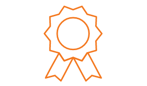 Orange first place icon ribbon