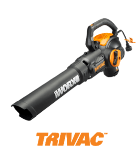 worx trivac leaf blower in front of white background