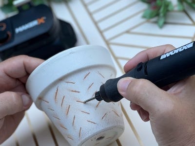 using rotary tool to mark over penciled outlines