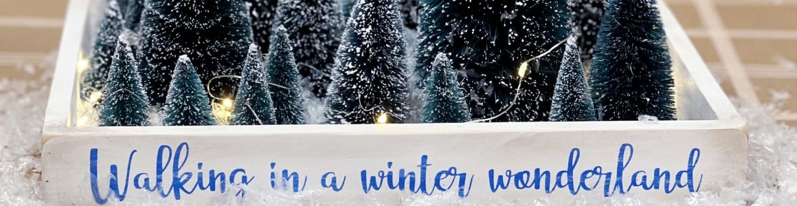 walking in a winter wonderland center piece with treesa