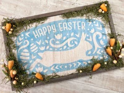 image of the finished easter sign laying on a table