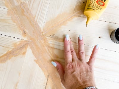 wood filler on top of wood pieces with wood filler applied