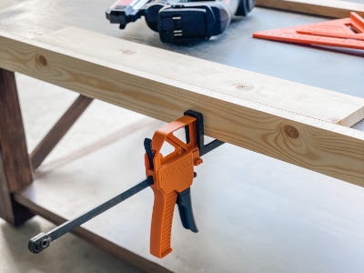 using clamp on wood pieces to keep together