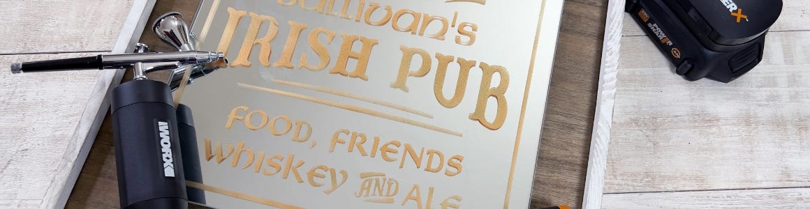 air brush on top of Vintage Style Irish Pub Mirror