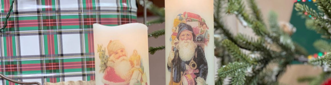 two santa candle images