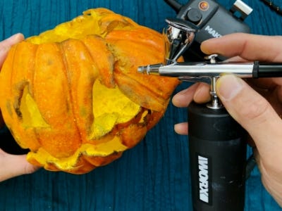 air brushing the eye of the pumpkin