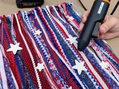 hot glue gun stars glueing to fabric