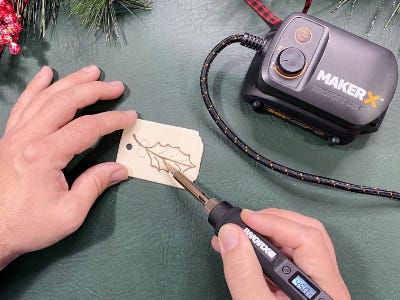 Wood burning the leaf on to the small wood peice 