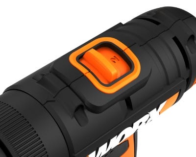 close up of the orange button to control the speed