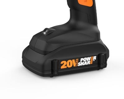 close up of the bottom of the drill to show the battery