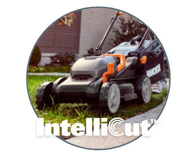 image of the mower with the intellicut logo