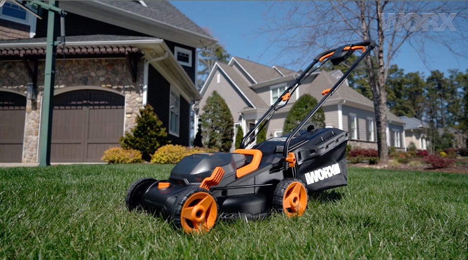 Worx 40V cordless electric mower, trimmer, and blower combo kit