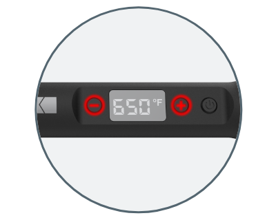 close up image of the digital temperature gauge