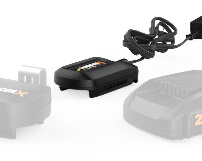 close up of a the charger on a white background