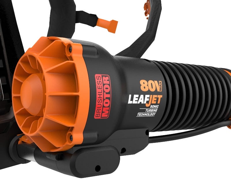 close up of the back of the blower with the red brushless motor logo