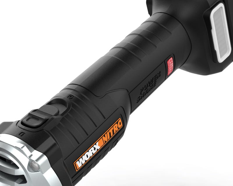 close up of the handle with the worx nitro logo