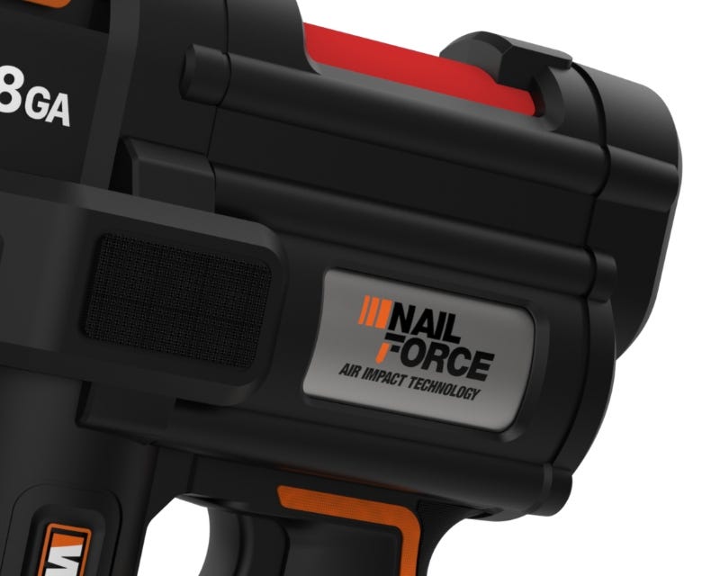 close up of the nail force air technology badge