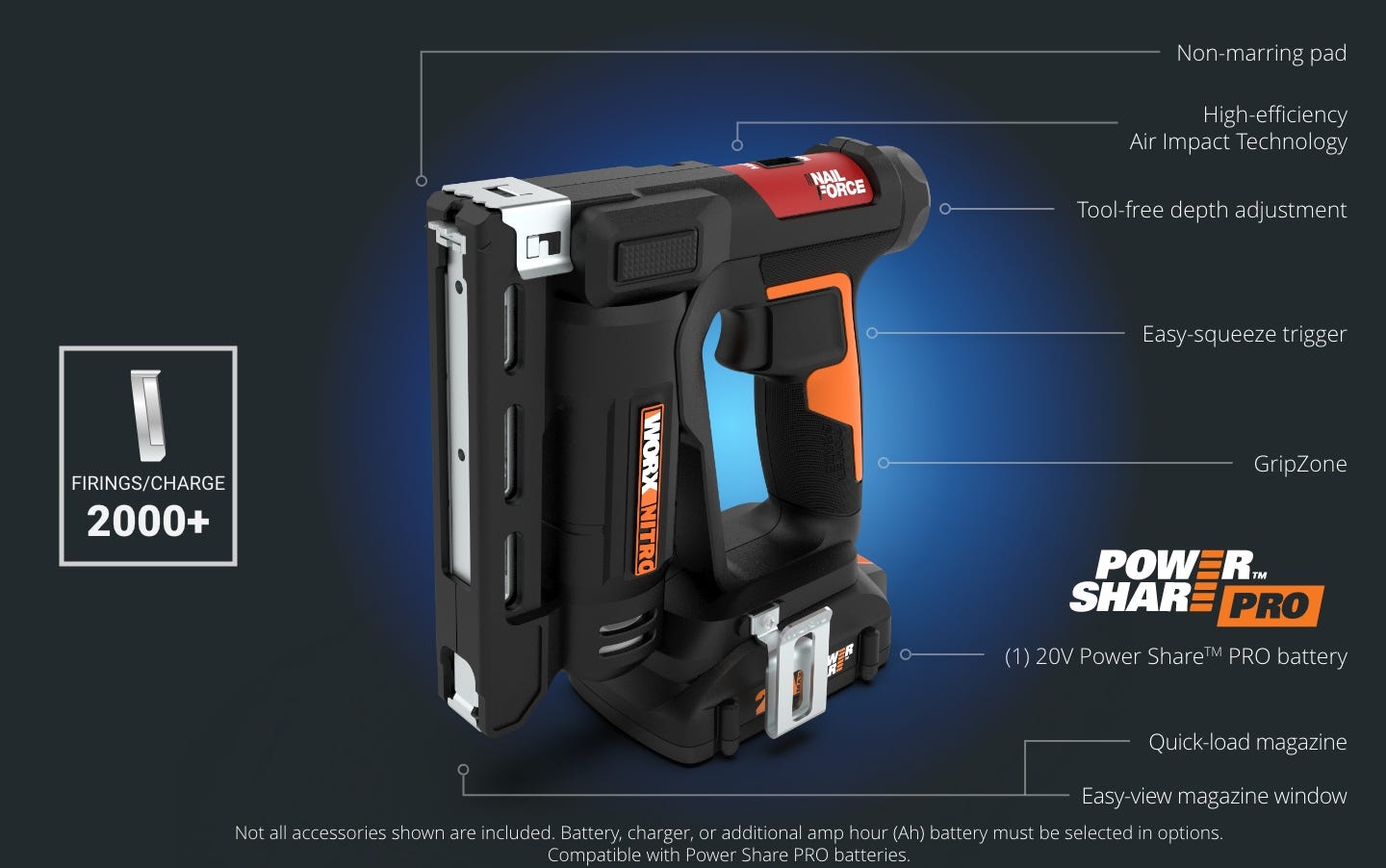 NITRO 20V POWER SHARE 3/8" CORDLESS CROWN STAPLER