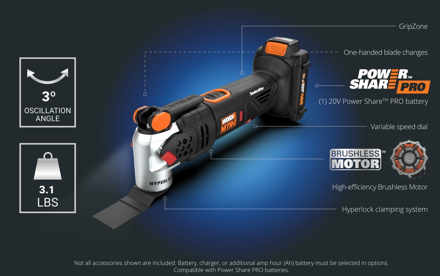 Worx Nitro 20V CORDLESS OSCILLATING MULTI-TOOL