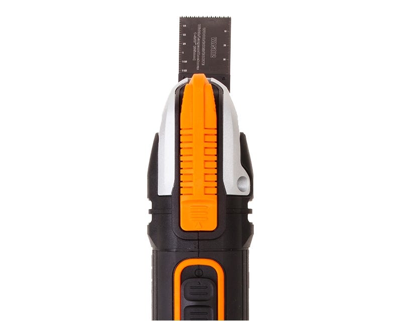 close up of the top of the tool with the orange clip