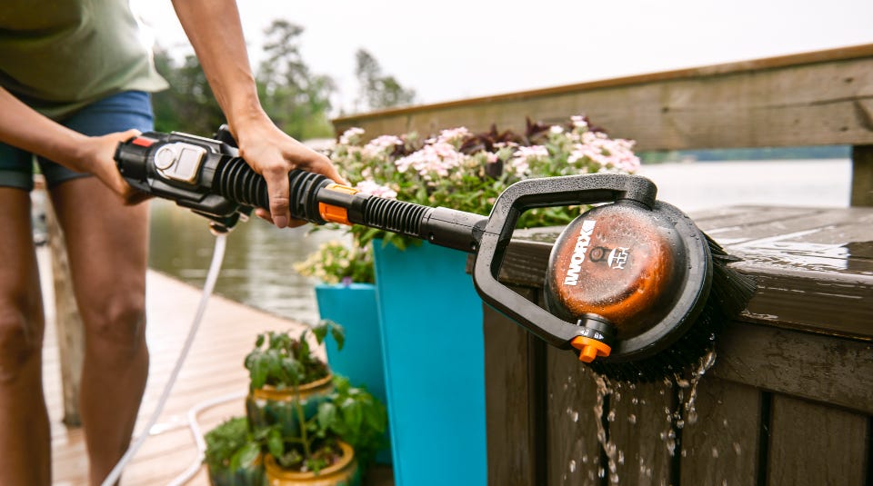 Hydroshot Adjustable Outdoor Power Scrubber (Hard Bristles)