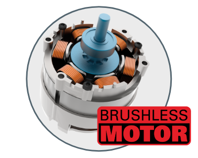 close up image of the internal brushless motor