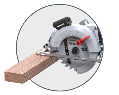 image of the saw on a 2x4