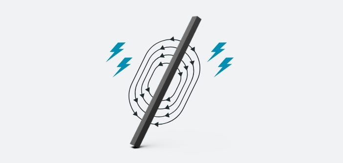 simulated of a magnetic strip to show that it is magnetic on both sides