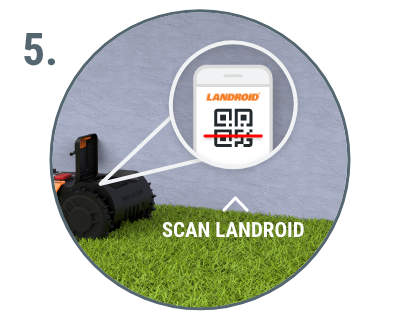 simulated image of the landroid and the QR code that is located on the back of it